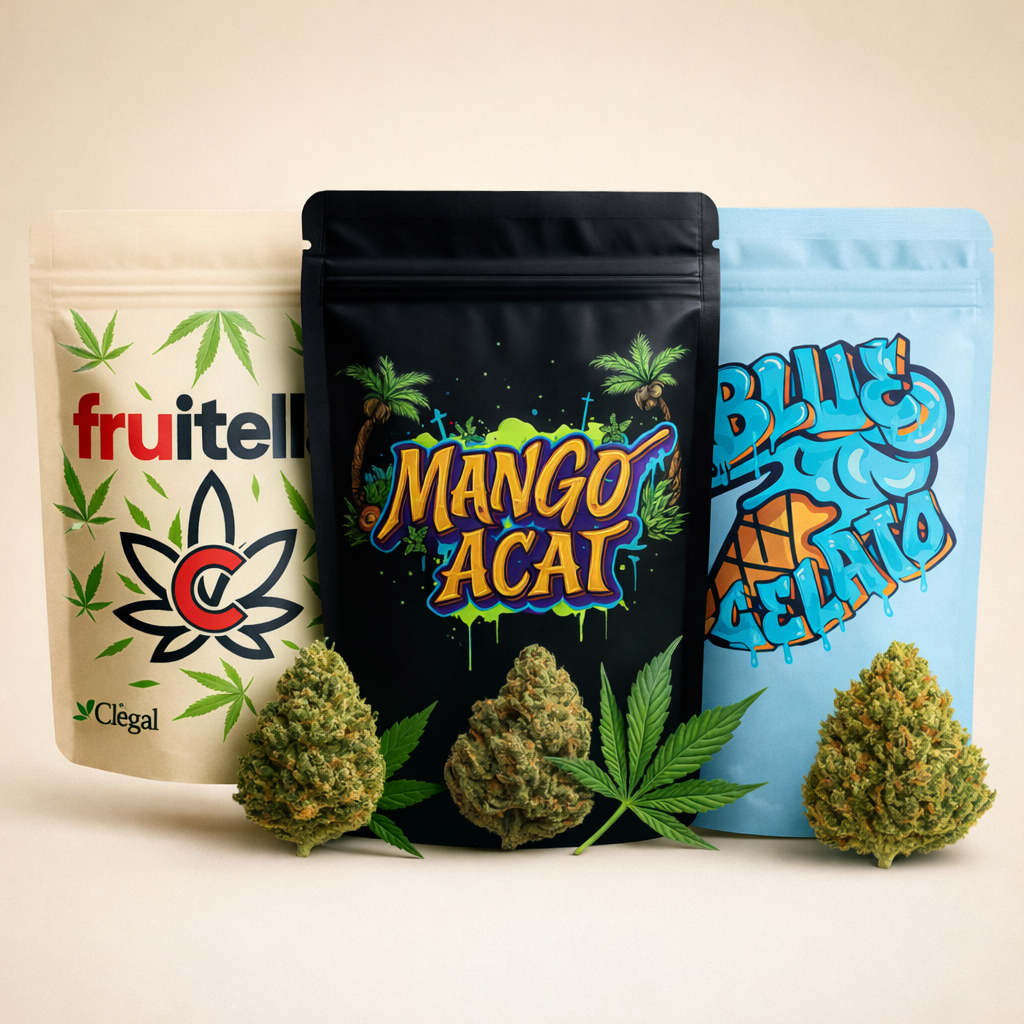 Image de fleur de CBD Mango fruitella et blue gelato